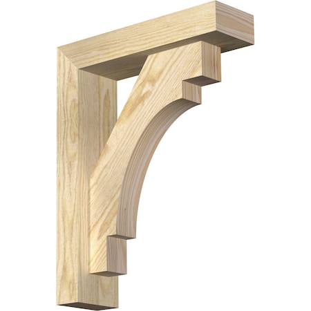 Ekena Millwork Merced Block Rough Sawn Bracket w/ Offset Brace, Douglas Fir, 4"W x 14"D x 18"H BKT0402X14X18MRC05RDF